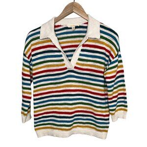 Seasalt Cornwall Colorful Striped Gwynver Jumper Sweater Size 6 Organic Cotton L